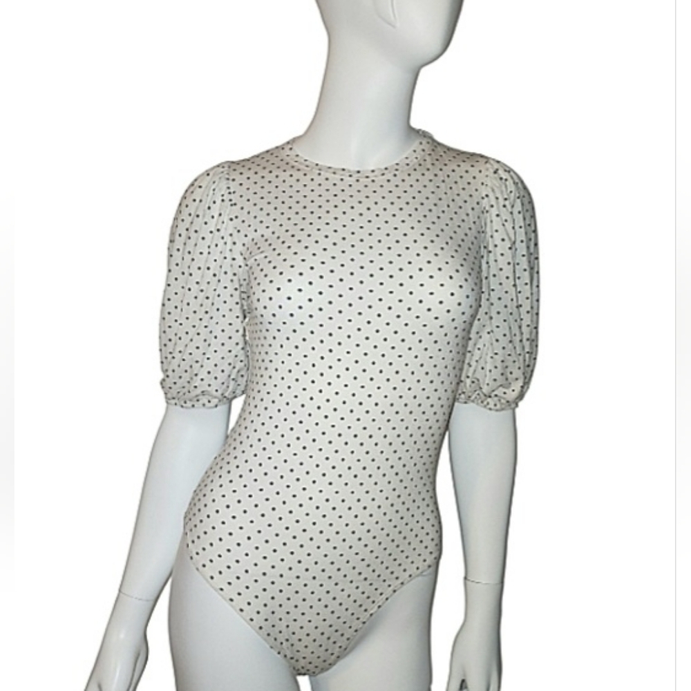 Polka Dot Puff Sleeve Bodysuit Size S